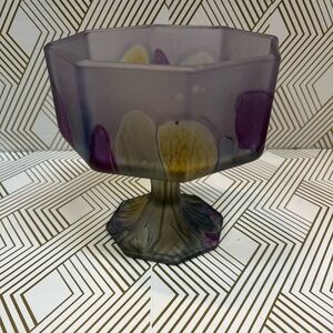 Vintage Rueven Art Nouveau Glass Hand Painted Compote Pedestal